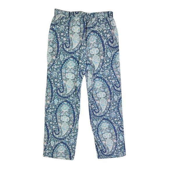 J. Crew Size 6? Pull-On Silk Paisley Pants Blue BA255 - Picture 1 of 11